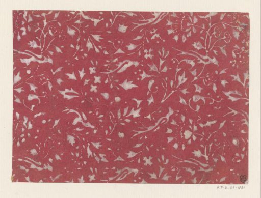 Sheet with all-over pattern of scrolls and flowers