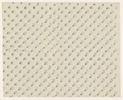 Sheet with diagonally running all-over pattern of flower motif