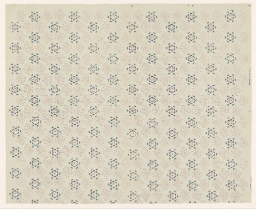 Sheet with alternating all-over pattern of flower motif and pointed leaves