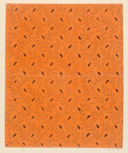 Sheet with regularly winding vines consisting of dots surrounded by leaves