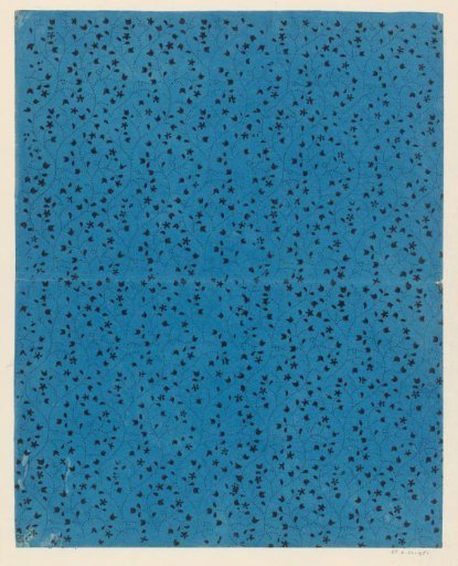 Sheet with regularly winding vines of dots with leaves and flowers