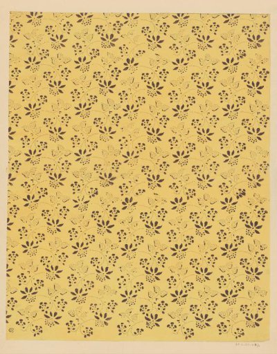 Sheet with winding vines consisting of dots with flowers