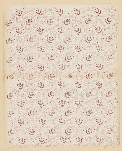 Sheet with winding vines consisting of dots with berries and flowers