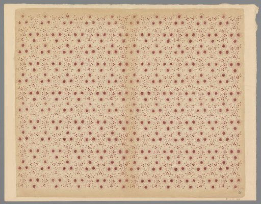 Sheet with scatter pattern of flower motif surrounded by twigs with berries