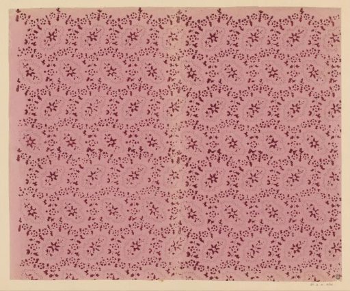 Sheet with scatter pattern of flower branch surrounded by dots and vines