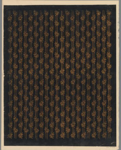 Sheet with band pattern of flower motif connected by two rows of dashes