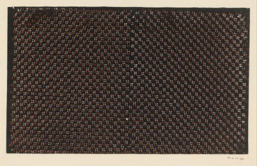 Sheet with diagonal band pattern of flower motif and dashes