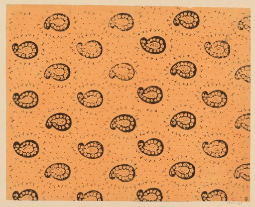 Sheet with scatter pattern of paisley motif surrounded by small branches
