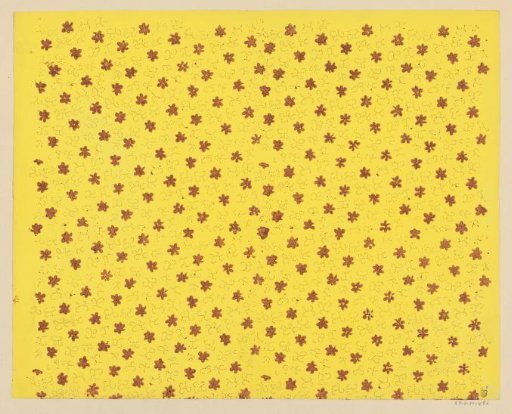 Sheet with scatter pattern of flower motif surrounded by lines of dots