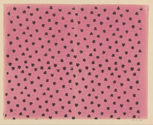 Sheet with scatter pattern of flower motif surrounded by lines of dots