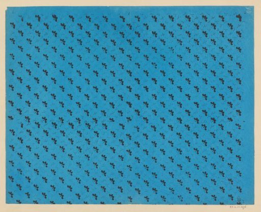 Sheet with diagonal stripe pattern of leaf motif between dotted lines