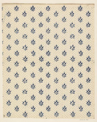 Sheet with scattered pattern of floral motif with dotted ground