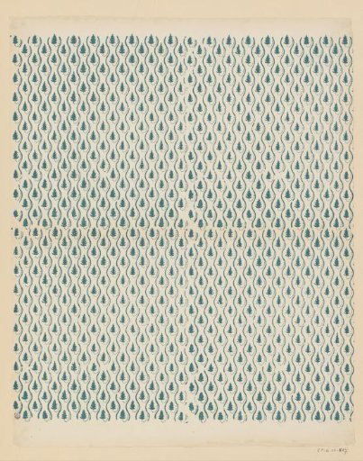 Sheet with band pattern of leaf motif between winding lines