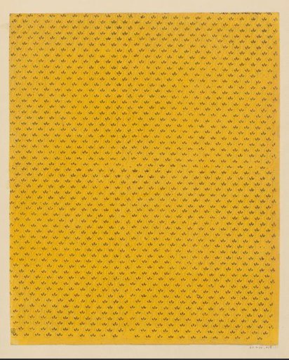 Sheet with band pattern of three leaves between winding dotted lines
