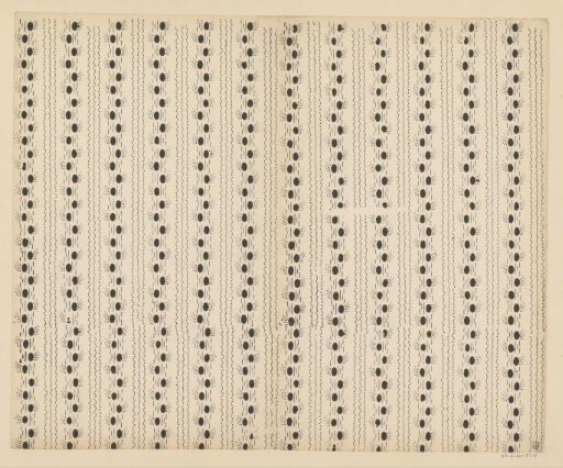 Sheet with band pattern of oval motif with dashes and winding dotted lines