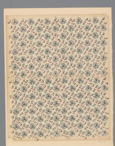 Sheet with scattered pattern of vines with flowers, leaves and fruits