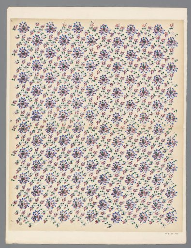 Sheet with scattered pattern of vines with flowers, leaves and fruits
