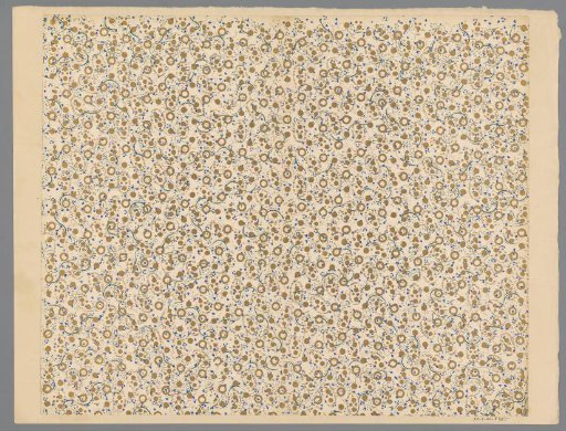 Sheet with a scattered pattern of round motifs on vines