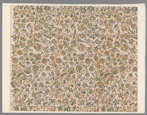 Sheet with a scattered pattern of vines with flowers and fruits