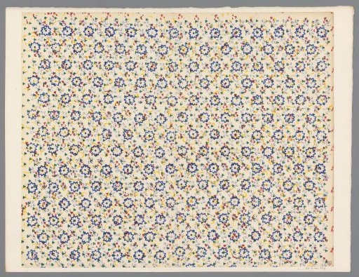 Sheet with regular all-over pattern of floral motif
