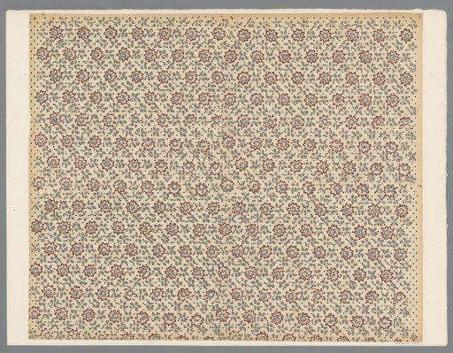 Sheet with regular all-over pattern of floral motif between leaves and stars
