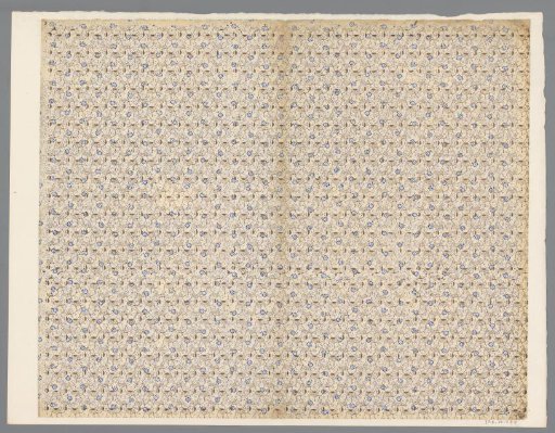 Sheet with all-over pattern of flowers and motif on a dotted ground