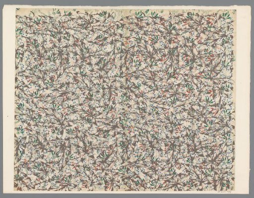 Sheet with all-over pattern of leaf motif over vines