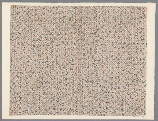 Sheet with all-over pattern of leaf motif beneath pattern of dotted lines