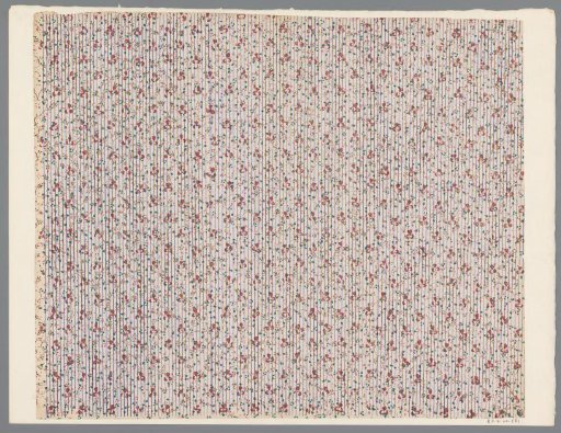 Sheet with all-over pattern of flower motif with scrolls and line ground