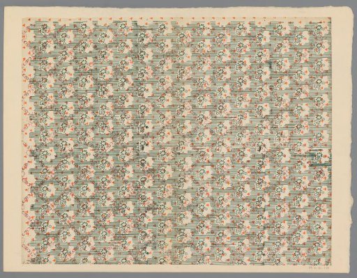 Sheet with all-over pattern of flowers and broken line ground and diamond pattern