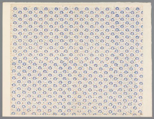 Sheet with all-over pattern of flowers and stars on dotted ground