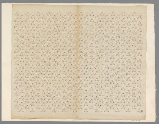 Sheet with all-over pattern of flower motif and line ground consisting of dots