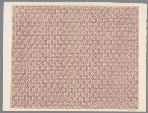 Sheet with pattern of diagonal bands of interconnected scrolls