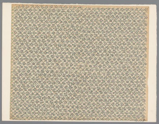 Sheet with all-over pattern of flowers over diamond pattern
