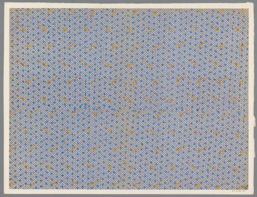 Sheet with a scattered pattern of various motifs on a checkered ground