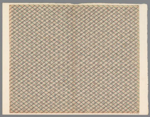 Sheet with scattered pattern of floral motif over diamond pattern