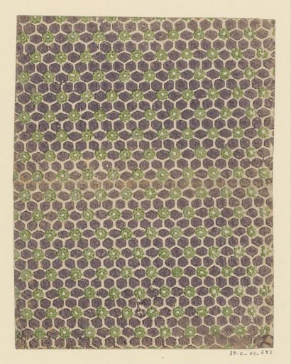 Sheet with all-over pattern of hexagonal motif and rosette