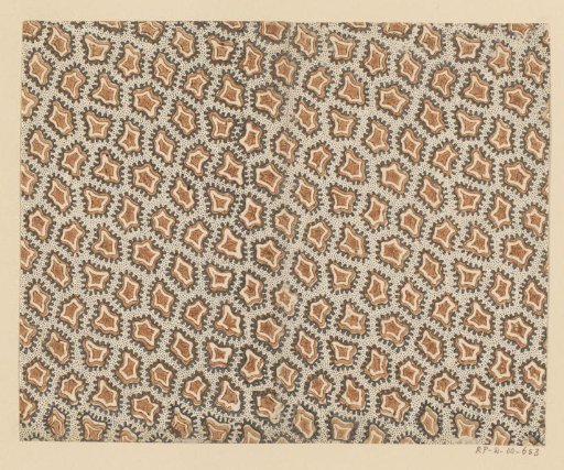 Sheet with all-over pattern of stones with notched edges and dot background