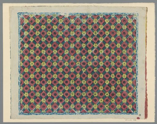 Sheet with diamond pattern with dots and diagonal rosettes