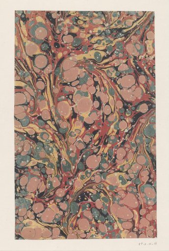 Dotted-pebble fantasy marble in red, yellow, green, pink and white