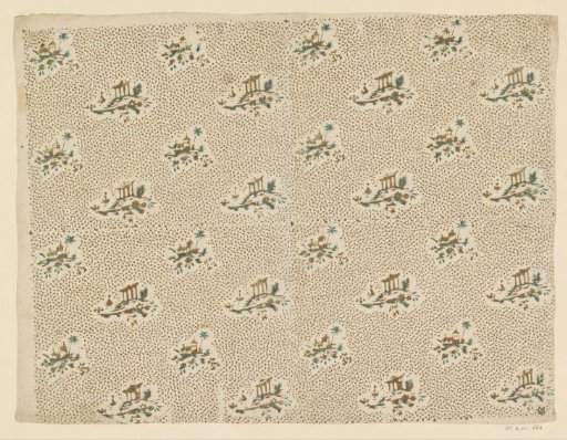 Sheet with scattered pattern of landscapes on a dotted ground