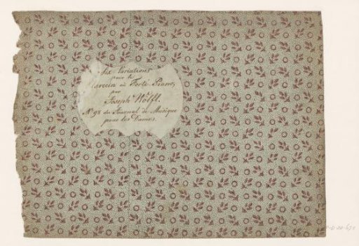 Sheet with scattered pattern of leaf motif and circle on a dotted ground