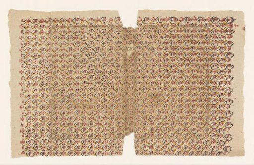 Sheet with diamond pattern of scalloped motif with flower