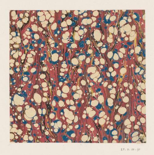Pebble striped marble in red, black, yellow, white and blue
