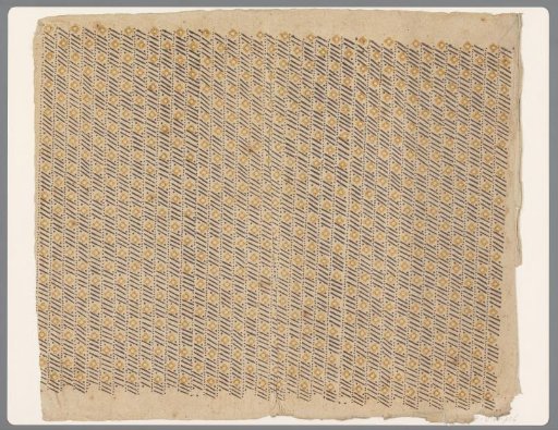 Sheet with band pattern of stripes and flower motif
