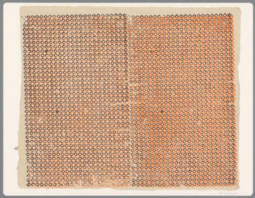 Sheet with scattered pattern of squares with cut-out leaf motif