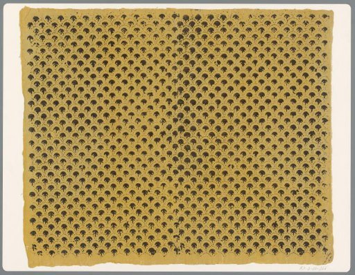 Sheet with scattered pattern of flower motif surrounded by dots
