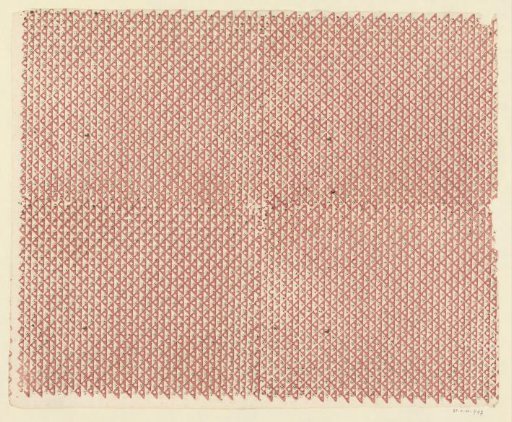 Sheet with regular pattern of triangles with dots and floral motif
