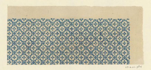 Sheet with alternating scattered pattern of floral motif in reserved circle and of four dots