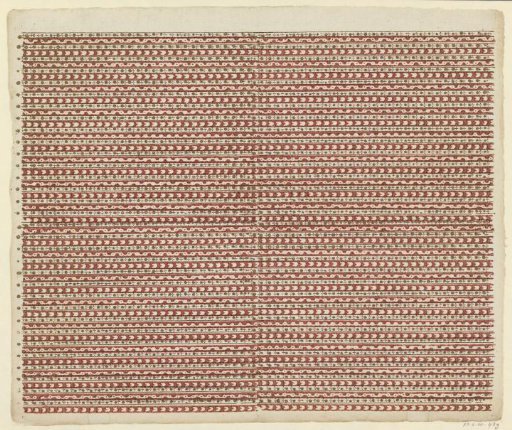 Sheet with horizontal band pattern of reserved motifs and dots